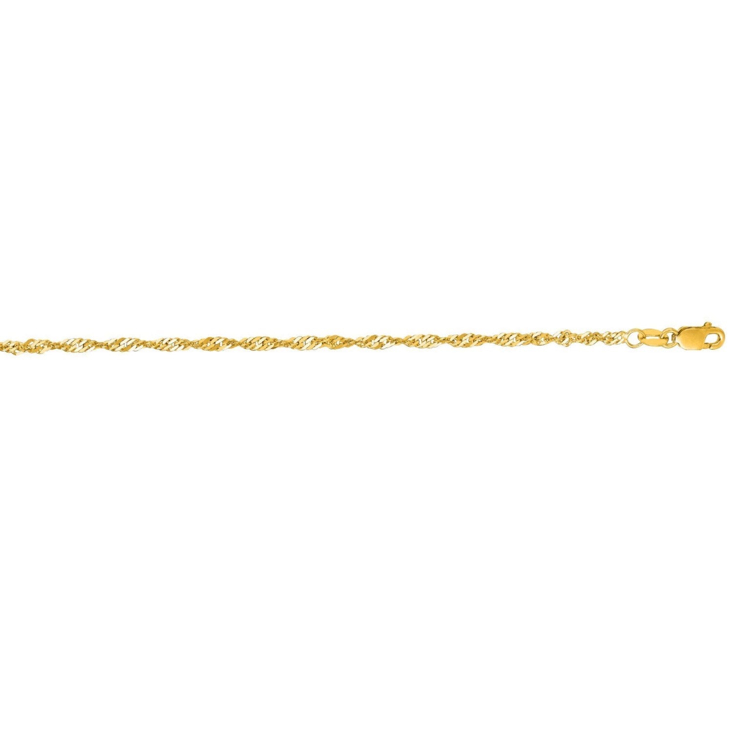 2.1mm 14k Yellow Gold Singapore Anklet - Peelerie